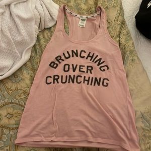 Victoria’s Secret-Pink “Brunching over Crunching” workout tank. Size-M